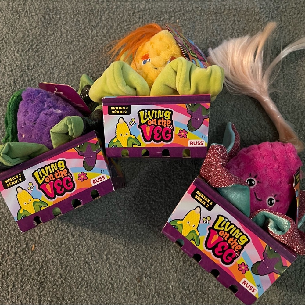 NWT Living on the Veg 3 Plush Set - Girls Boys Easter Gifts